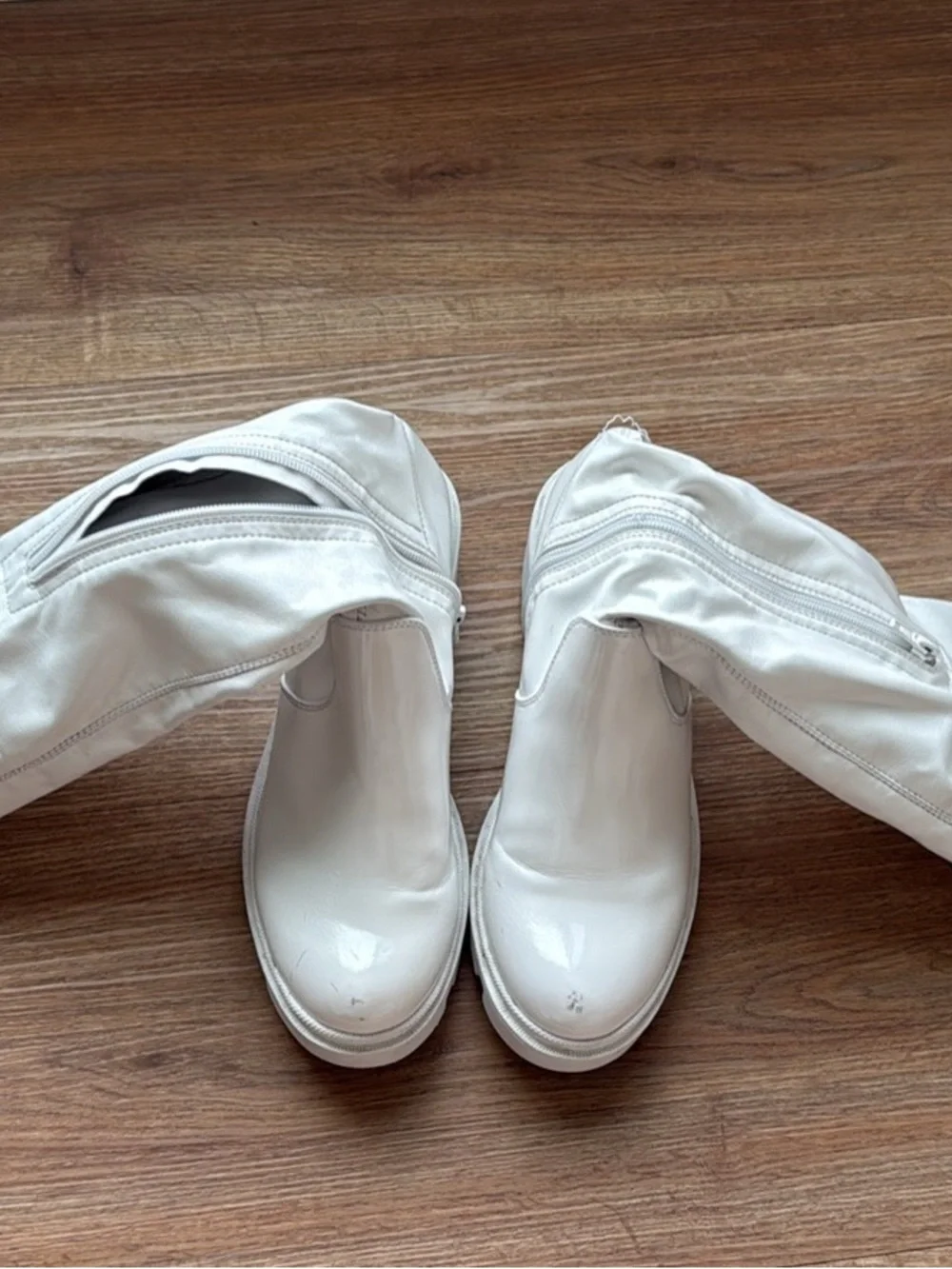 White Over-the-Knee Faux Leather Boots